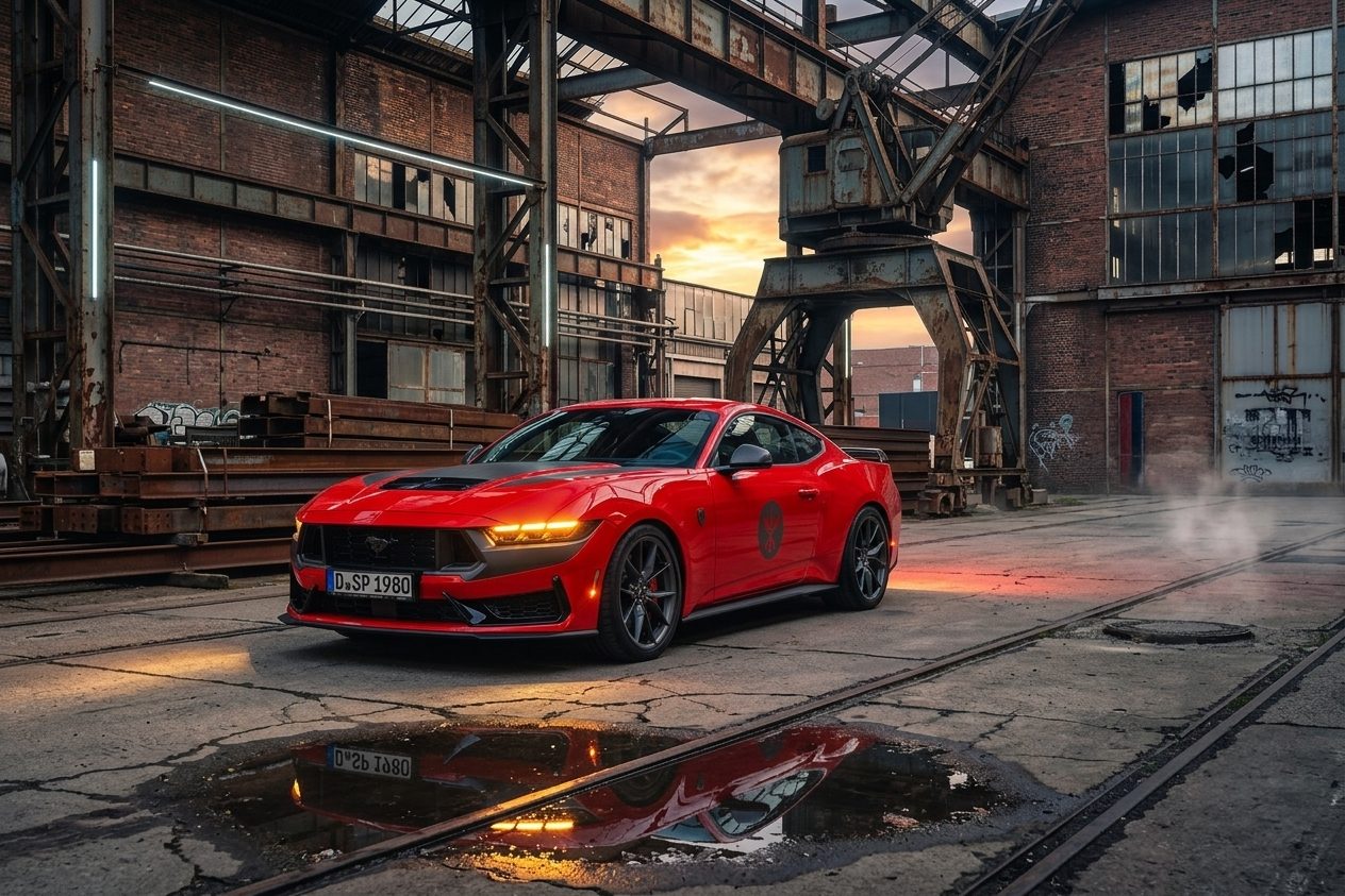 Big Red in alter Industriekulisse